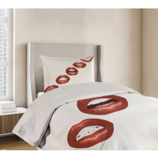 Vivid Full Red Lips Feminine Bedspread Set