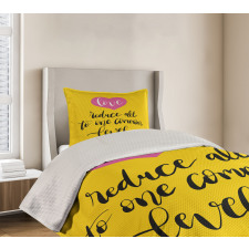 Romantic Text Pink Heart Bedspread Set