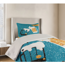 Beer Mugs Toasting Bedspread Set