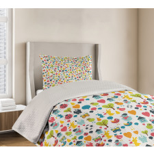 Cartoon Elements Birds Bedspread Set