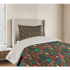 Tribal Shapes Spirals Bedspread Set