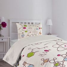 Doodle Style Atom Bedspread Set