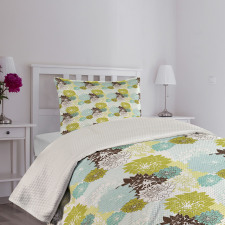 Pastel Wildflower Leaves Bedspread Set