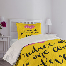 Romantic Text Pink Heart Bedspread Set