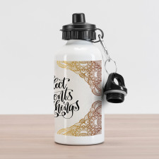 Ornamental Print Cursive Font Aluminum Water Bottle