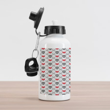 Skulls Red Hearts Aluminum Water Bottle