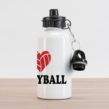 I Love Volleyball Text Aluminum Water Bottle