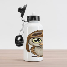 Pilot Hat Big Eyes Comic Aluminum Water Bottle