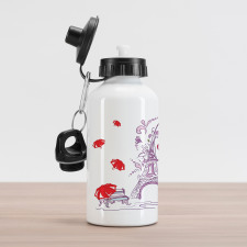 Doodle Romantic Paris Aluminum Water Bottle