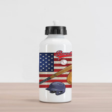 USA Flag and Baseball Aluminum Water Bottle