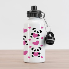 Love Pandas Hearts Aluminum Water Bottle