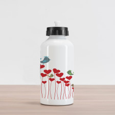 Spring Hearts Birds Aluminum Water Bottle