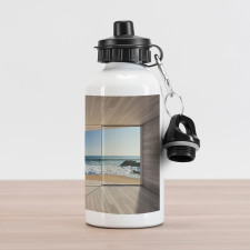 View of Sea Waves Rocks Aluminum Water Bottle