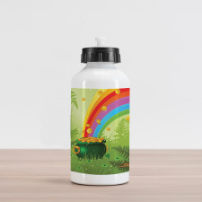 Pot of Coins and Rainbow Aluminum Water Bottle