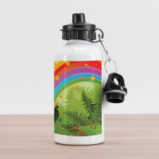 Pot of Coins and Rainbow Aluminum Water Bottle