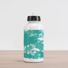 Dolphins and Flowers Aluminum Water Bottle