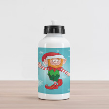 Little Man Dwarf and Snowflakes Aluminum Water Bottle
