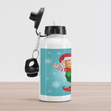 Little Man Dwarf and Snowflakes Aluminum Water Bottle