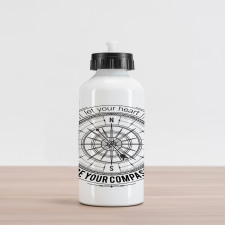 Monochrome Compass Aluminum Water Bottle