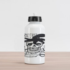 Pipe Smoker Skull Aluminum Water Bottle