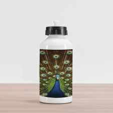 Peacock with Feathers Aluminum Water Bottle