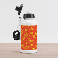 Yellow Turtles Crabs Aluminum Water Bottle