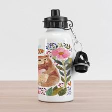 Bear with Flowers Aluminum Water Bottle