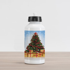 Fir Tree Snowy Weather Aluminum Water Bottle