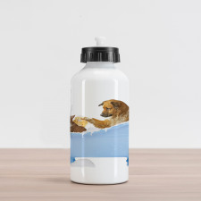 Dog and Cat in Bathtub Aluminum Water Bottle