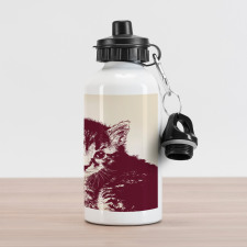 Grunge Retro Kitty Cat Aluminum Water Bottle