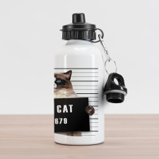 Jail Kitty Under Arrest Aluminum Water Bottle