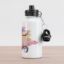 Bear in a Tutu on a Bike Aluminum Water Bottle