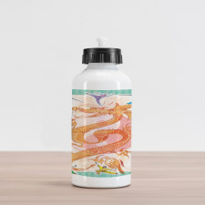 Colorful Dragon and Samurais Aluminum Water Bottle