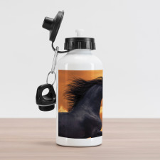 Galloping Friesian Horse Aluminum Water Bottle