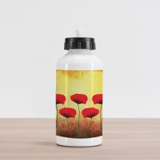 Retro Poppy Flowers Aluminum Water Bottle