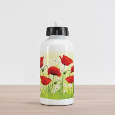 Floral Chamomile Poppy Aluminum Water Bottle