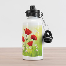 Floral Chamomile Poppy Aluminum Water Bottle
