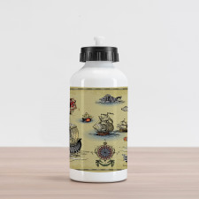 Antique Map Pirate Aluminum Water Bottle