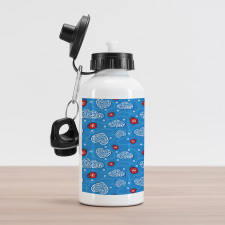 Ladybugs Hearts Clouds Aluminum Water Bottle