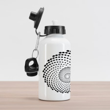 Spiral Monochrome Black Aluminum Water Bottle