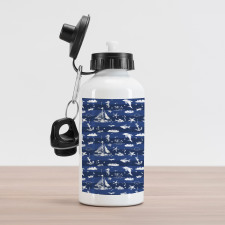 Grunge Anchor Ship Aluminum Water Bottle