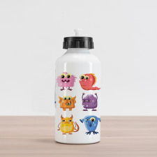 Cartoon Aliens Monsters Aluminum Water Bottle