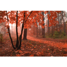 Misty Forest Leaves Orange Aluminum Water Bottle