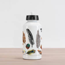 Bird Feather Retro Vibrant Aluminum Water Bottle