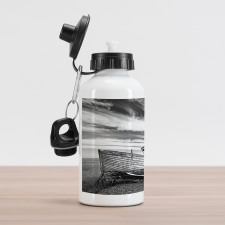 Wooden Boat on Beach Dusk Aluminum Water Bottle