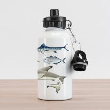 Collage of Aquatic Animal Aluminum Water Bottle