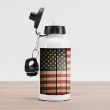 Wood Design Flag Aluminum Water Bottle