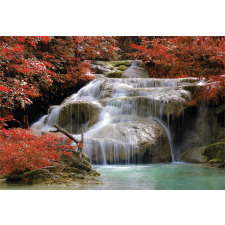 Fall Trees with Rock Aluminum Water Bottle