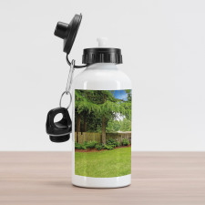 Pine Trees Backyard Aluminum Water Bottle