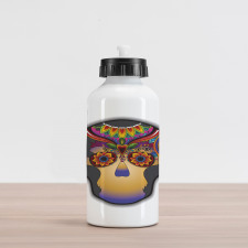 Colored Flower Skull Aluminum Water Bottle